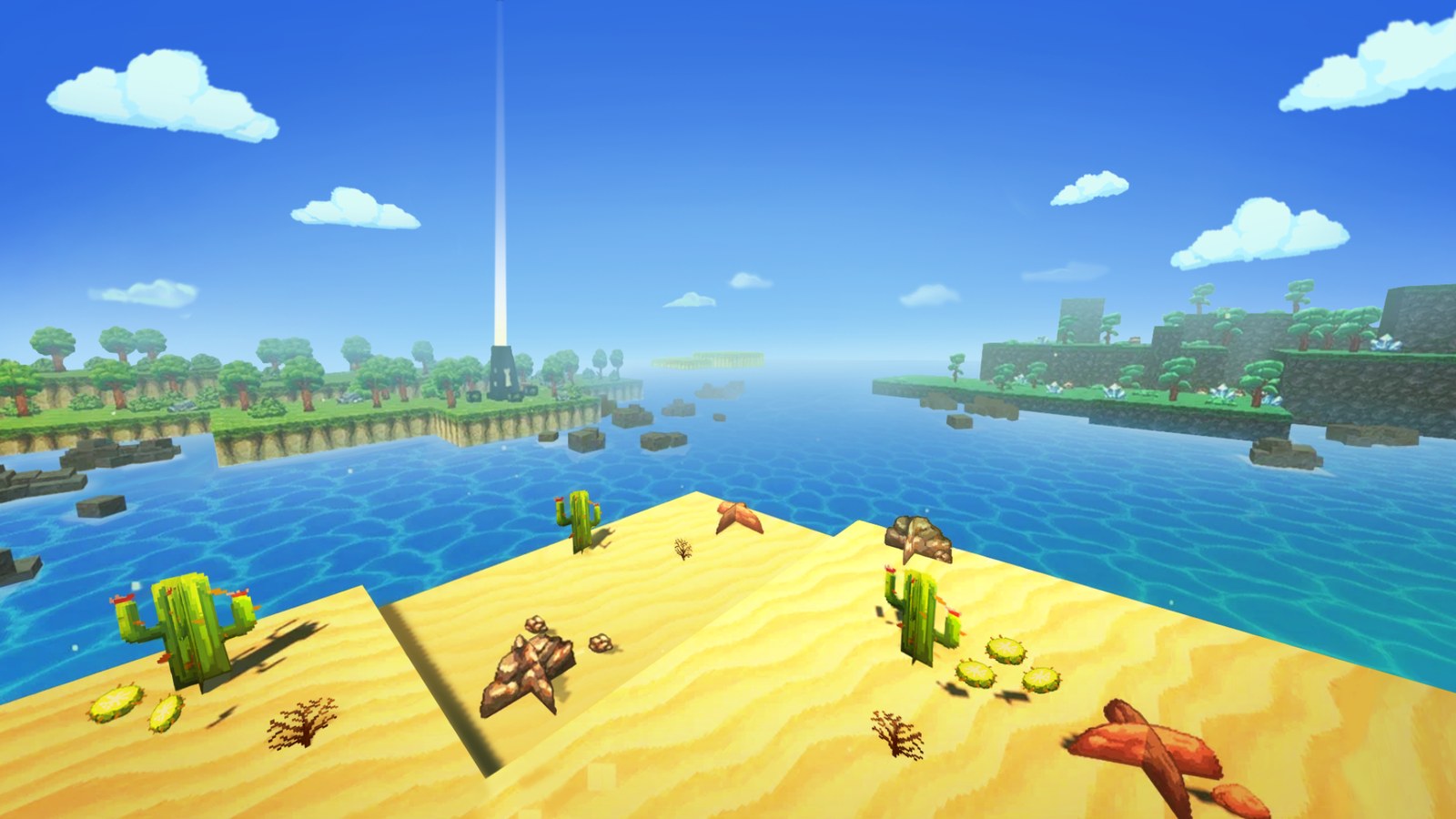 Скриншот игры с обзором островов и воды